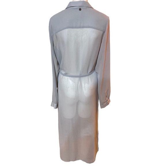 Soft Surroundings Blue Sheer Lace Long Sleeve Tie Belted Maxi Embroidered Dress - Picture 4 of 8